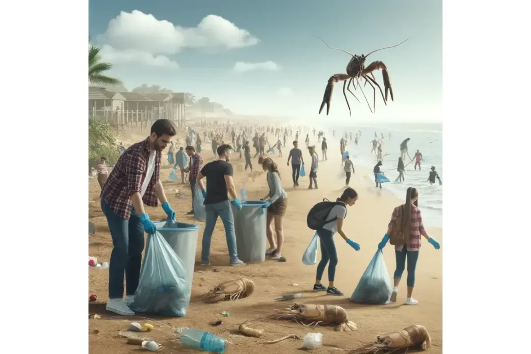 Community beach clean-up for habitat restoration.